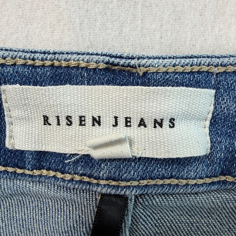 Risen Womens Wide Leg Jeans Size 30 High Rise Raw Hem Cropped Denim - Picture 6 of 11